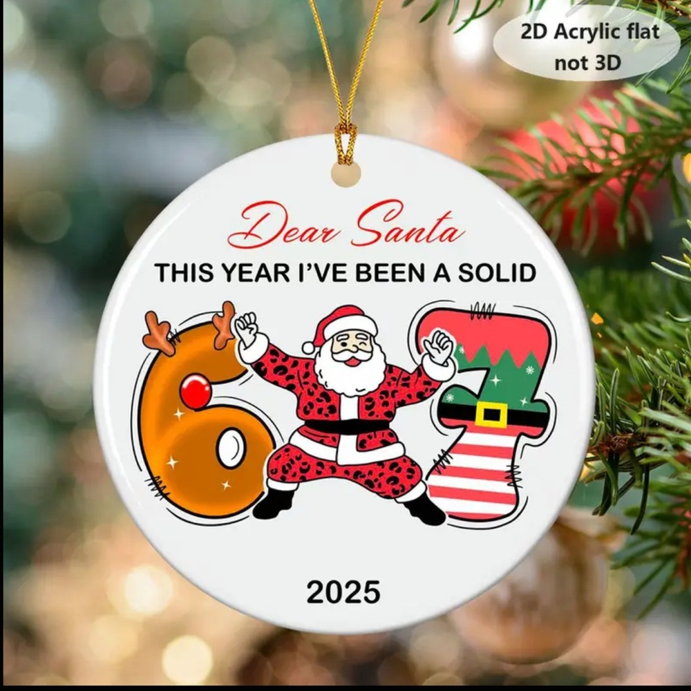 “6’7” Christmas Ornament with Santa Acrylic
